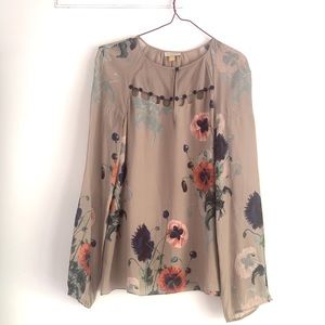 Leifsdottir 100% Floral Silk Blouse with Buttons